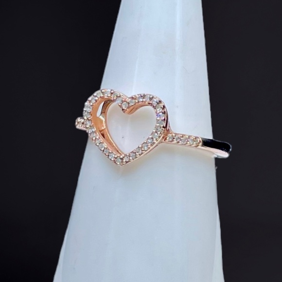 🌺 Rose Gold Heart Genuine Diamond Ring-NEW! - Picture 2 of 10